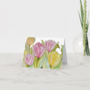 Pink and Yellow Tulip Note Card