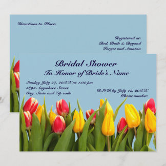 Pink and Yellow Tulips Bridal Shower Invitation