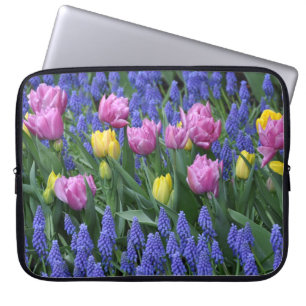 Pink and yellow tulips laptop sleeve