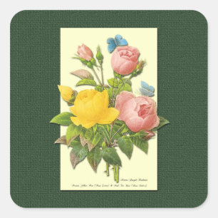 Pink and Yellow Vintage Roses Sticker