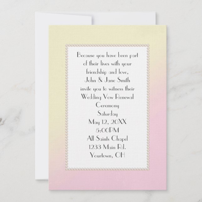 Pink and Yellow Vow Renewal Invitation (Front)