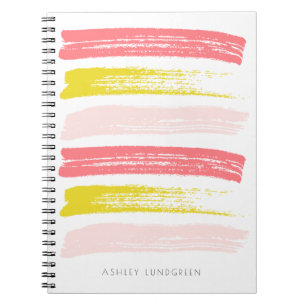 Pink and Yellow Watercolor Brush Strokes Custom Notebook