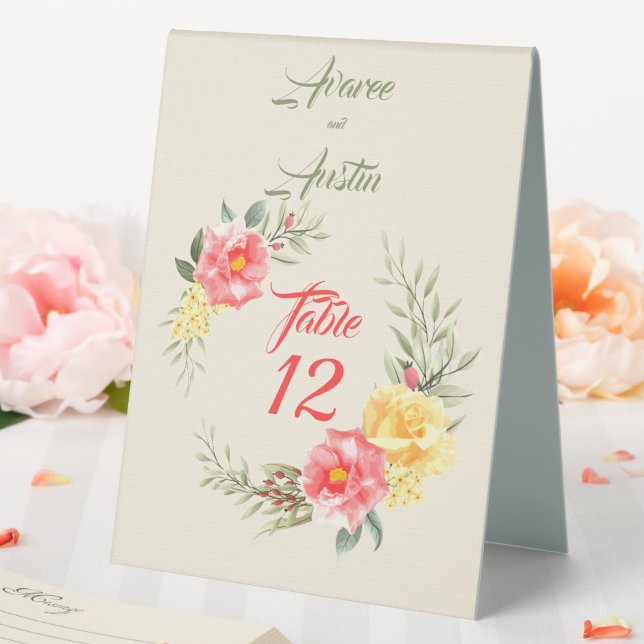 Pink and Yellow Watercolor Roses (In SItu (Wedding))