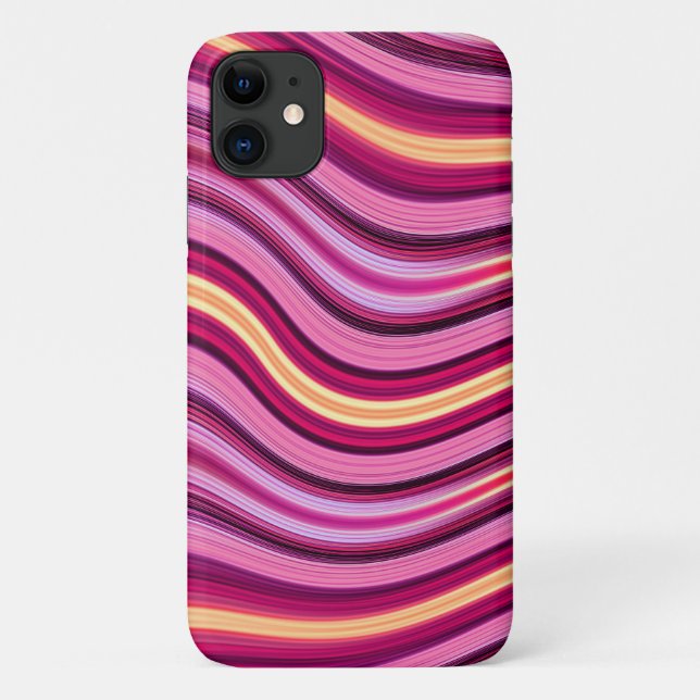 Pink and yellow wavy stripes pattern Case-Mate iPhone case (Back)