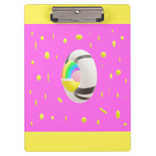 Pink and yellow with globe middle pocket folder clipboard