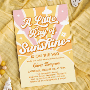 Pink and Yellow You are my Sunshine Baby Shower Invitation