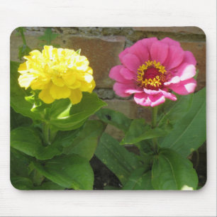 Pink and Yellow Zinnias Mousepad