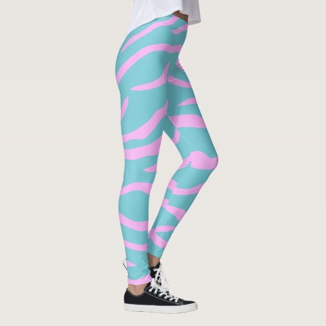 Pink and Your Colour Tiger Stripe Pattern Leggings (Right)