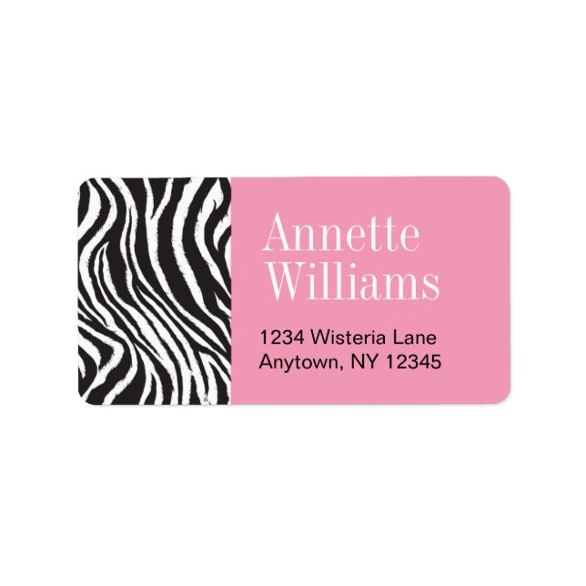Pink and Zebra Print  Address Labels (Front)