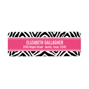 Pink and Zebra Print Return Address Label