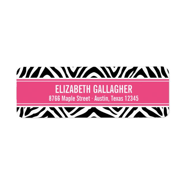 Pink and Zebra Print Return Address Label (Front)