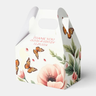 Pink anemone, butterflies floral Thank You wedding Favour Box