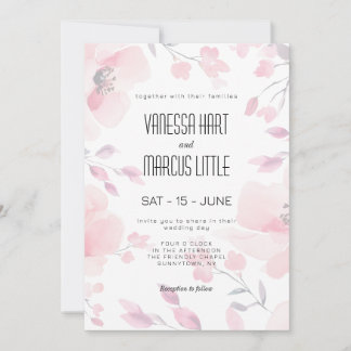 Pink Anemone Floral Wedding Invitation