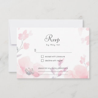 Pink Anemone Floral Wedding RSVP Card