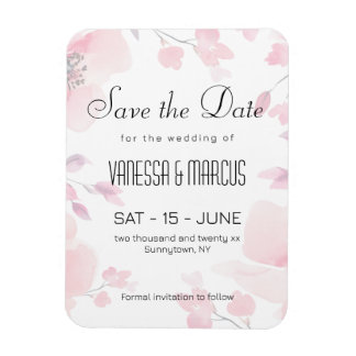 Pink Anemone Floral Wedding Save the Date Magnet