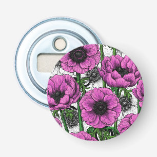 Pink anemone garden bottle opener