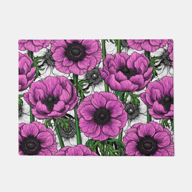 Pink anemone garden doormat (Front)