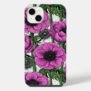 Pink anemone garden iPhone 14 plus case