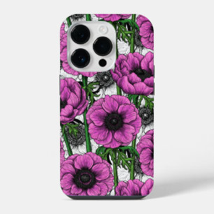 Pink anemone garden iPhone 14 pro case