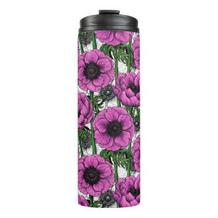 Pink anemone garden thermal tumbler