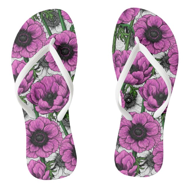 Pink anemone garden thongs (Footbed)