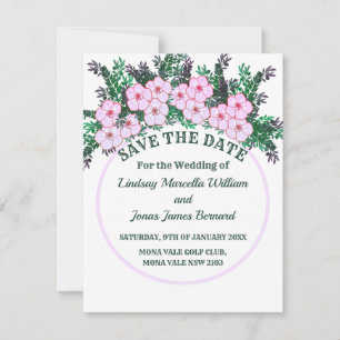 Pink anemone Greenery Floral Save The Date