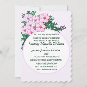 Pink Anemone Greenery Floral Wedding Invitation
