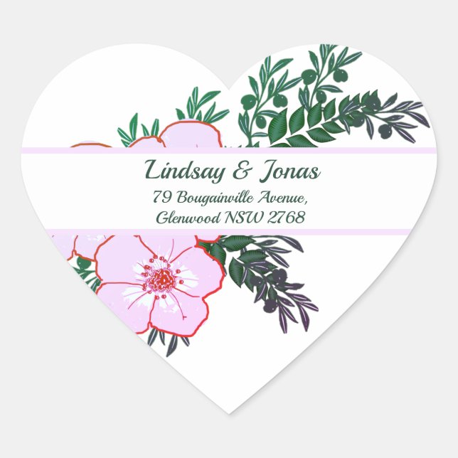 Pink anemone Greenery Return Address Sticker (Front)