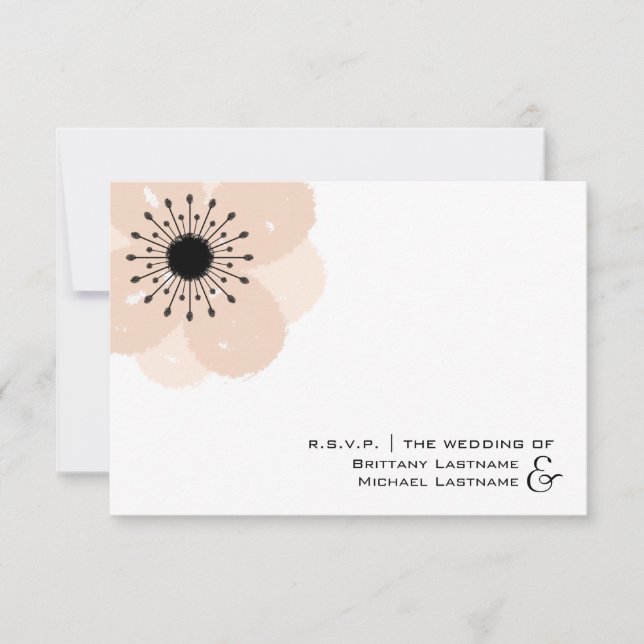Pink Anemone Modern Wedding R.S.V.P. RSVP Card (Front)