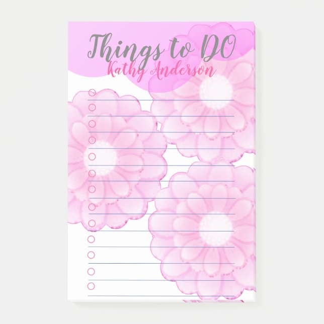 Pink Anemone Things to DO Post-It Notes (Front)
