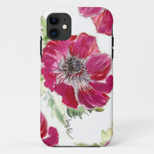 Pink Anemone Watercolor iPhone case