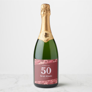 Pink Anemones Floral Happy Birthday Gift For Niece Sparkling Wine Label