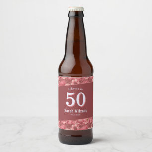 Pink Anemones Flower Forty Birthday Gift For Niece Beer Bottle Label