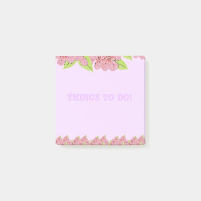 Pink Anemones Things To DO Purple Post-It Notes (Front)