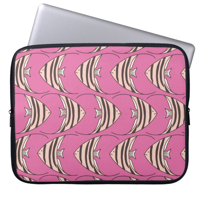 Pink Angel Fish Laptop Sleeve (Front)
