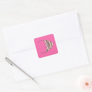 Pink Angel Fish Square Sticker