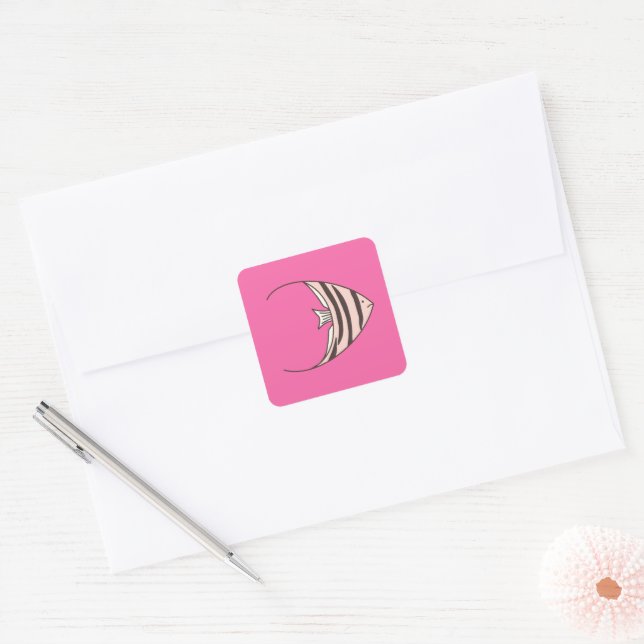 Pink Angel Fish Square Sticker (Envelope)