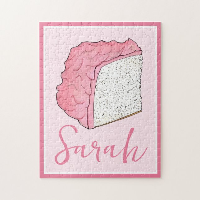 Pink Angel Food Cake Slice Baking Personalised Jigsaw Puzzle (Vertical)