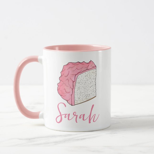 Pink Angel Food Cake Slice Baking Personalised Mug (Left)