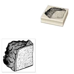 Pink Angel Food Sponge Cake Slice Baking Foodie Rubber Stamp