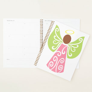 Pink Angel Green Swirl Wings Spiritual Decorative Planner