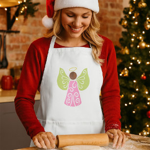 Pink Angel Green Swirl Wings Spiritual Decorative  Standard Apron