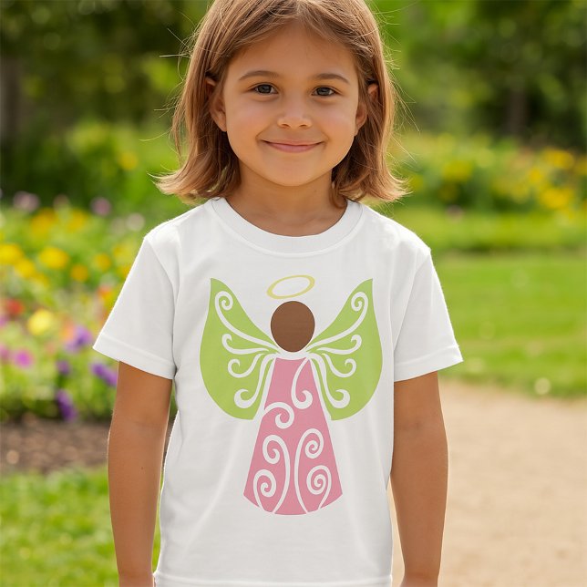 Pink Angel Green Swirl Wings Spiritual Decorative  T-Shirt (Creator Uploaded)
