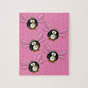 Pink Angel Penguin with Magic Wand Jigsaw Puzzle