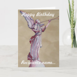Pink Angel Personalised Happy Birthday Art Card