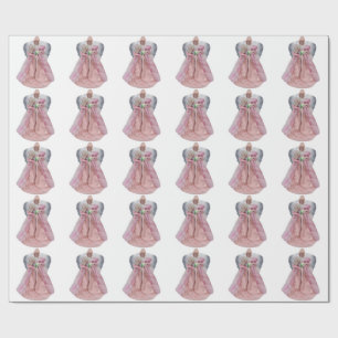 Pink Angel White Wrapping Paper