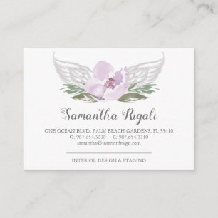 Pink Angel Wings Floral Business Cards