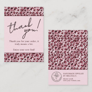 Pink Animal Leopard Print Thank You For Your Order Business Card