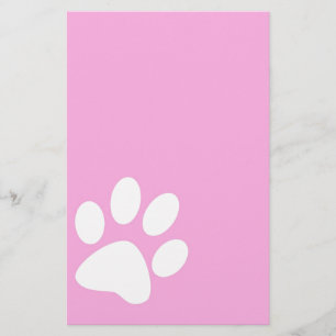 pink animal pet paw print stationery