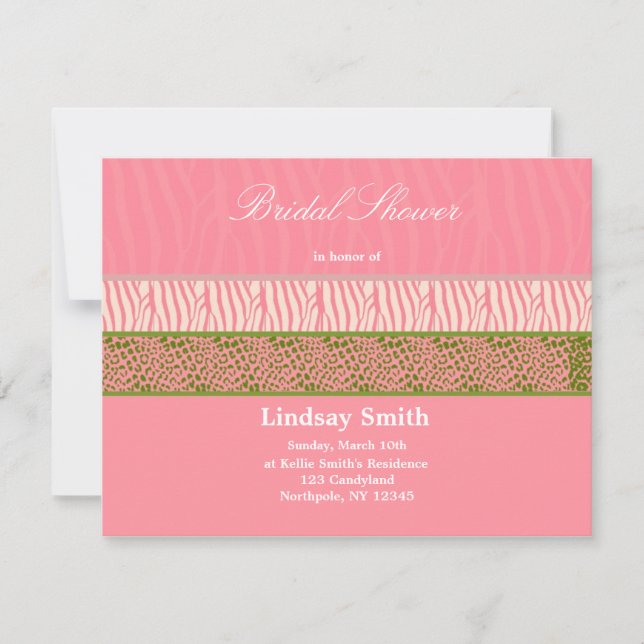 Pink Animal Print Bridal Shower Invitation (Front)